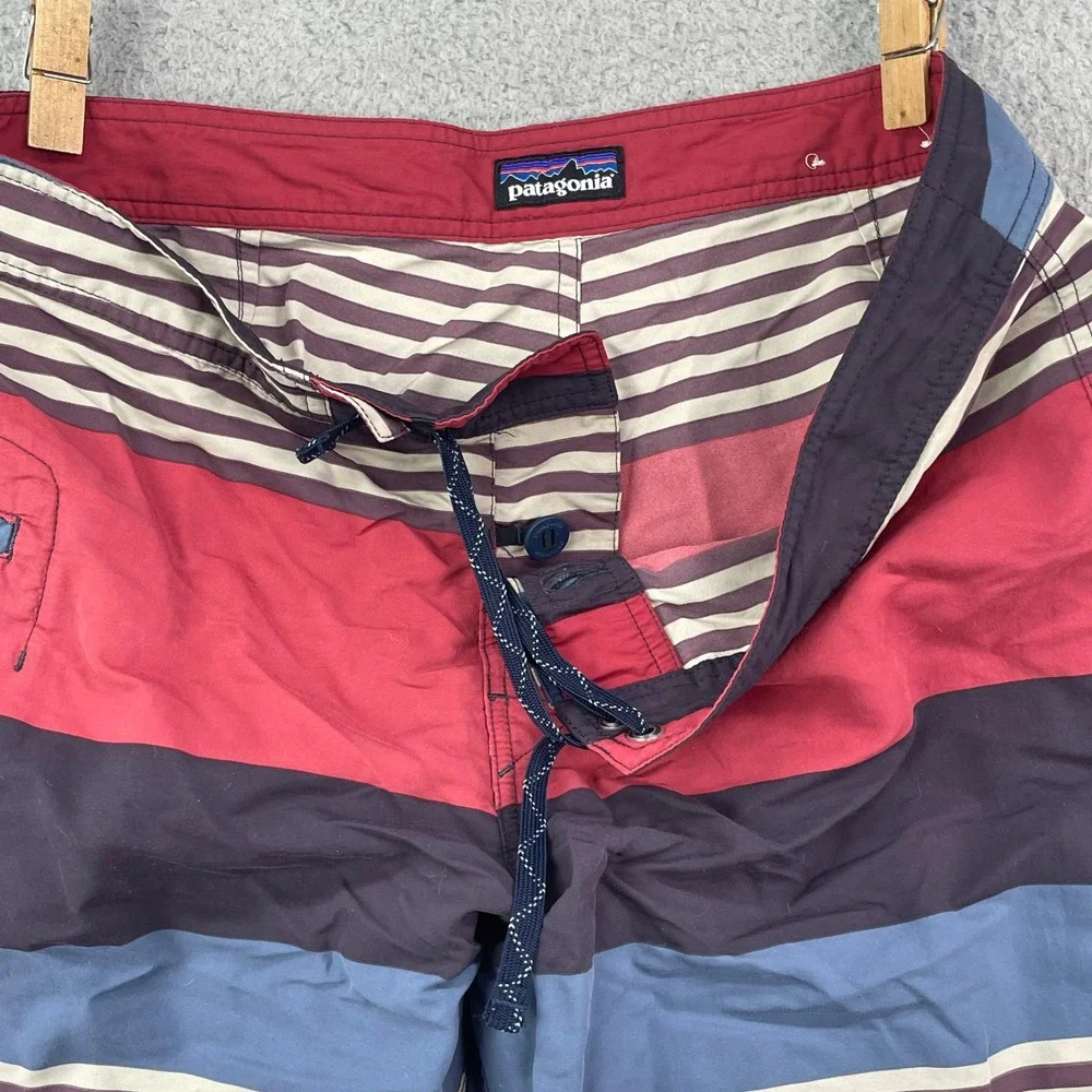 Patagonia‎ Board Shorts Mens 36 Multi-Color Striped Swim Trunks Surf Beachwear